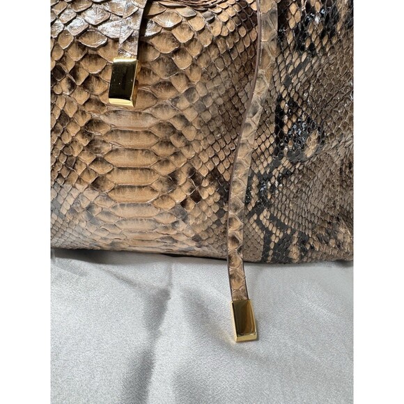 RARE 2015 Michael Kors Collection Brown Black Large Miranda Python Leather Tote - Picture 3 of 16
